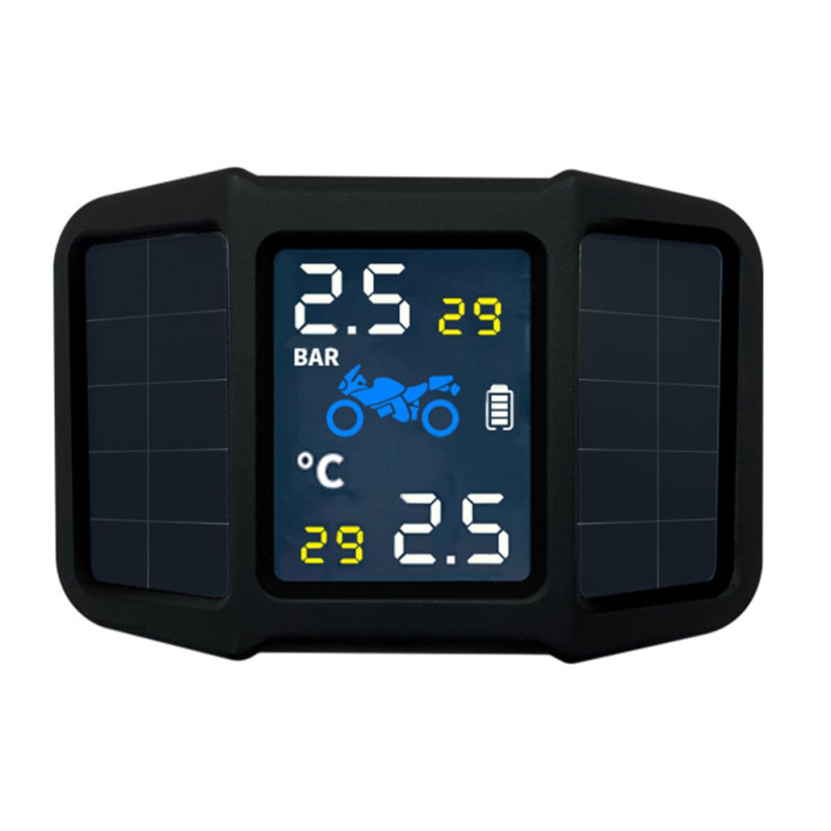UKCOCO Capteur de Pression des Pneus de Moto, Moniteur Solaire USB Noir