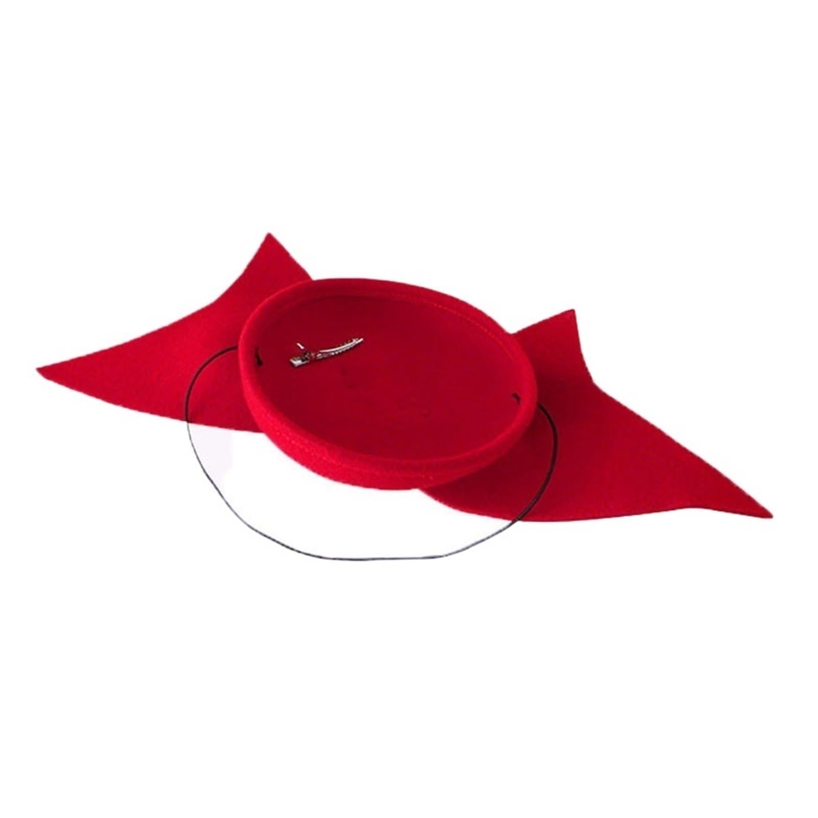 Donne Fascinators Cappello Cappelli da chiesa in feltro di lana rossi donna for matrimonio, cappelli cerimonia neri, festa tè, fiocchi, cocktail formali, Fedora