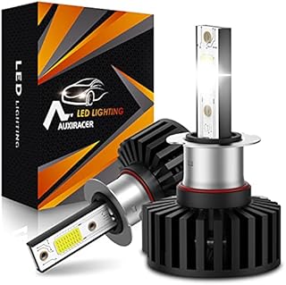AUXIRACER H3 LED Headlight Bulbs, 60W 12000LM 6500K Cool White Lamp Head Lamps Fog Lights IP65 Waterproof 1:1 Mini Design Car Replacement Lights of Halogen and Xenon Kit Pack of 2