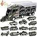 Funlittletoy 12 in 1 Die-cast Military Vehicle, Military Toys for Kids, Army Toy Cars in Carrier Truck
