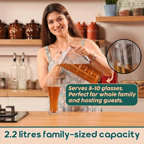 Image of InstaCuppa Cold Brew Coffee Maker 2.2L - BPA-Free Jug with Measurement Markings, Fine Nylon Mesh Filter, Airtight Lid, Leak-Proof V-Spout, Easy-Grip Handle, Iced Coffee Maker Pitcher
