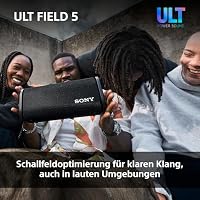 Sony ULT Field 5 - Leistungsstarker tragbarer Bluetooth-Lautsprecher, 25-Stunden-Akku, 2 x ULT Power Sound Modi, IP67, wasserdicht, staubdicht, 360° Lichter, Abnehmbarer Schulterriemen - Schwarz – Ansicht 9