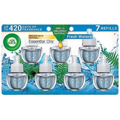 Air Wick Plug in Scented Oil Refill, 7 Ct, Fresh Waters, Air Freshener, Essential Oils