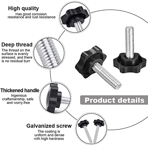 TA-VIGOR Clamping Screw Knob Star Shaped M6 x 40mm, 25mm Dia Plum Hex Shaped Plastic Head Clamping Knob Male Thread Grips - Image 3