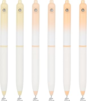 BAYTORY 6Pcs Retractable Gel Pens, Aesthetic Black Ink Pens, 0.5mm Fine Point Pen Quick Dry, Smooth Writing Work Pens, for Journaling Note Taking Office School Supplies Yellow