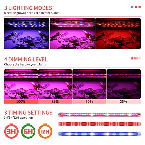 Led Grow Light Strips: T5 Plant Lamp 3 Spectrum Modes Grow Light For Indoor Plants With Timer/Extension Cables 4 Dimmable Levels For Tent Seedling Hydroponics #TOP1
