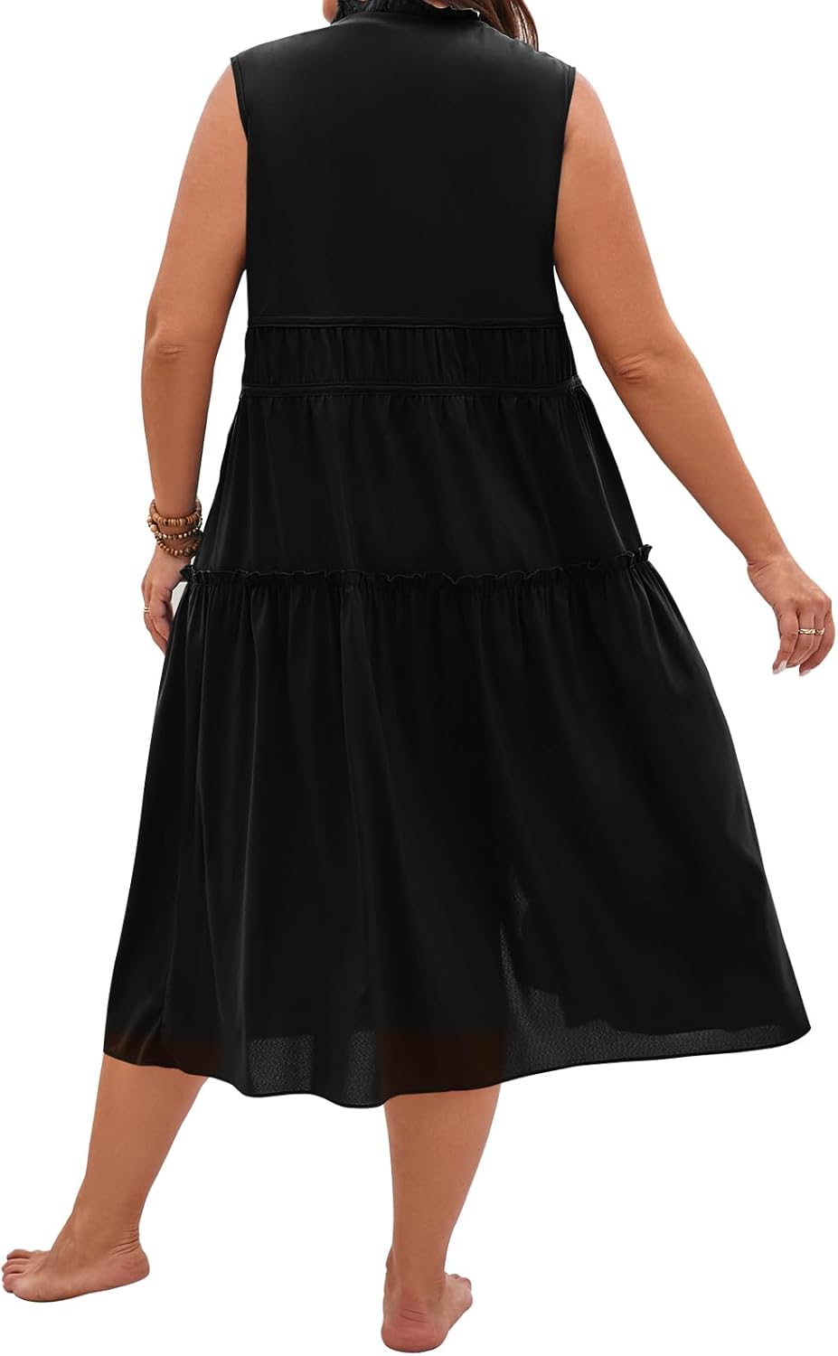 Yousify Womens Plus Size Swimsuit Long Cover Up Chiffon Bikini Coverups Kimono Tie Front Bathing Suit Beachwear - Image 3