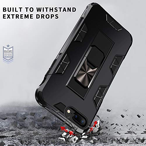 Iphone 8 Plus Case 7 Plus 6 Plus Case With Screen Protector Military Grade Built-In Kickstand Case Holster Armor Heavy Duty Shockproof Cover Protective For Iphone 8 Plus/7 Plus/6 Plus Phone Case (Red) #TOP2