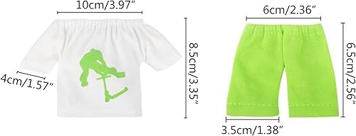 Miniatura 2 de Mini conjunto de ropa para dedos con pantalones de dedo, camiseta, patineta, herramientas de accesorios de atuendo para niños, juego de juguete,