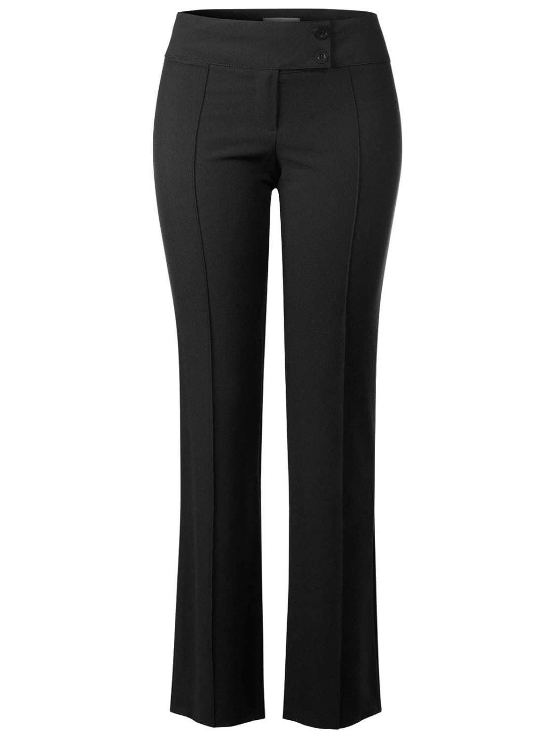 Design by Olivia Womens Relaxed Bootcut Dress Pants Trousers Slacks with Button Closure
