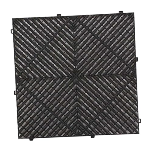 YWJLQH Baldosa de Piso Antideslizante Alfombra de Drenaje Interconectable Esterilla Modular de Montaje Fácil Almohadilla de Impacto Hecha en Material PP Dura, Negro, Individual