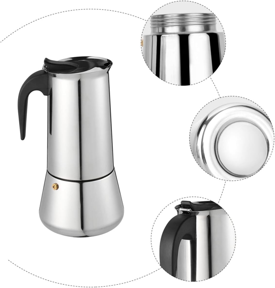 Amosfun Stainless Maker 300ML Electric Espresso Pot Keep Warm Function for Home and Travel Brewing
