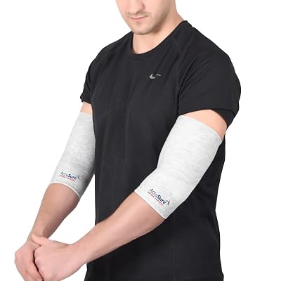AccuSure Pair Of Bamboo Yarn 4 Way Stretchable Bi-Layered Construction Elbow Support Compression Support Gym, Running,Tr