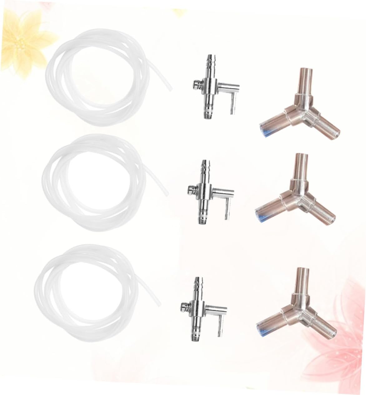 BESTonZON 9pcs Fish Tank Air Pump Accessories Durable Stainless Steel Distributors for Oxygen Pump Control Includes One Head Crystal Three Head and Hose for Aquariums