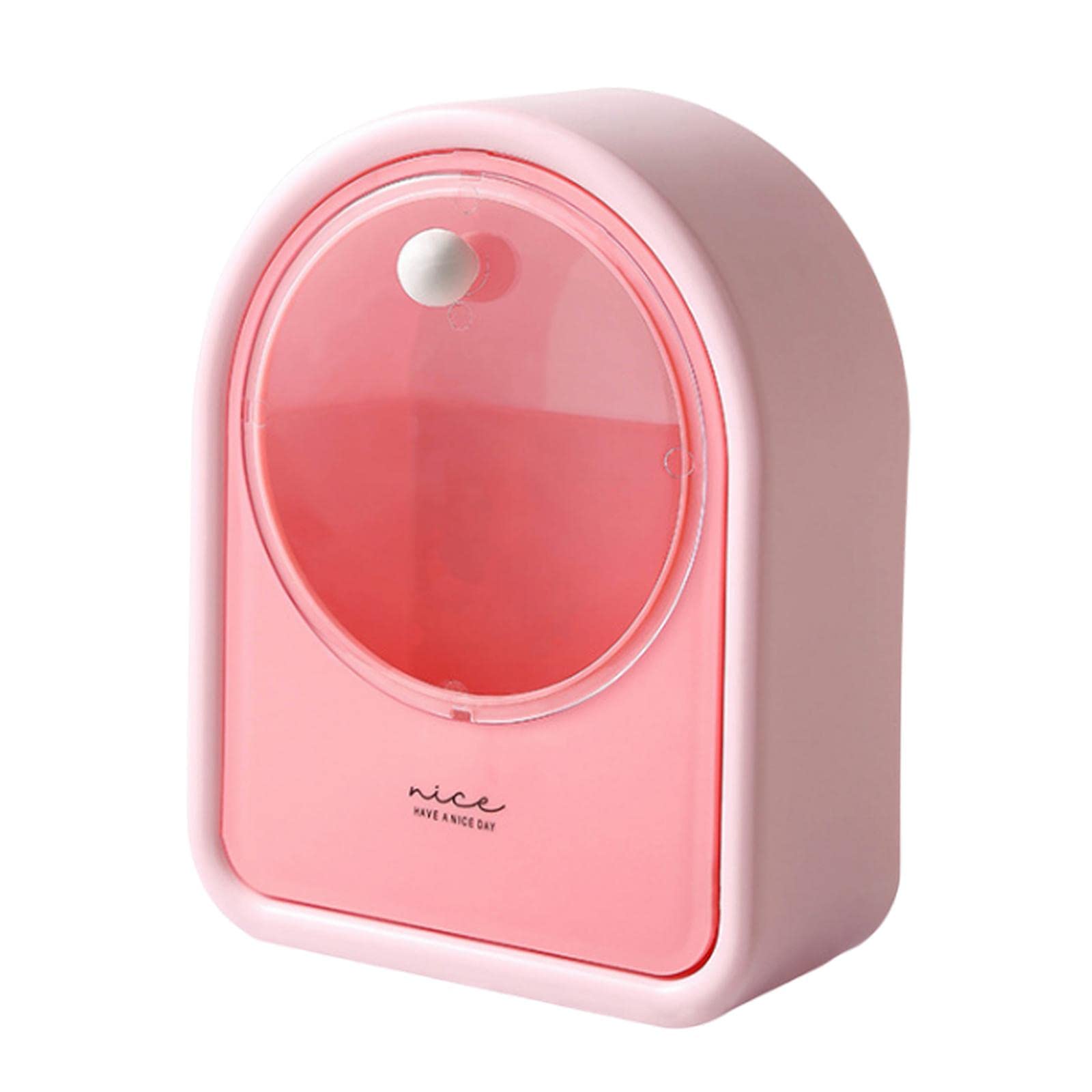 LICHTS Cotton Swab Storage Container Wall Mounted Clear Window for Lipstick Pink-image-7