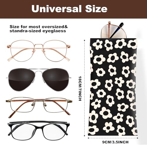 Image of Anikathy 2Pcs Sunglass Eyeglass Glasses Case Soft PU Leather with Cleaning Cloth Cute Glasses Pouch Bag for Men Women Girs