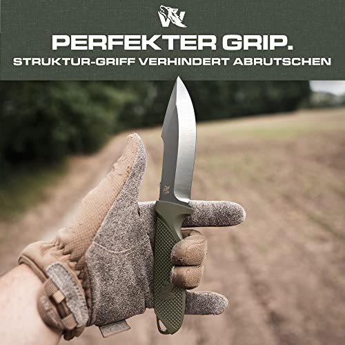 Foto von Wolfgangs W1 Outdoor Messer feststehende Klinge - Inkl. Scheide - Ideales Jagdmesser aus einem Stück 440C Stahl gefertigt - Premium Survival Messer - Perfektes Bushcraft Messer