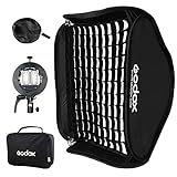 GODOX 80x80cm 32x32in Foldable Flash Softbox kit with Grid S2 Bracket Bowens Mount Holder for Camera Flash Speedlight Studio Photography (SUSGGV8080)