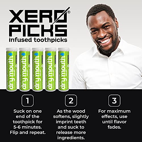 Xero Picks Infused Flavored Toothpicks for Long-Lasting Fresh Breath & Dry Mouth Prevention - 100 Picks (5 Pack) (Lemon Lime)