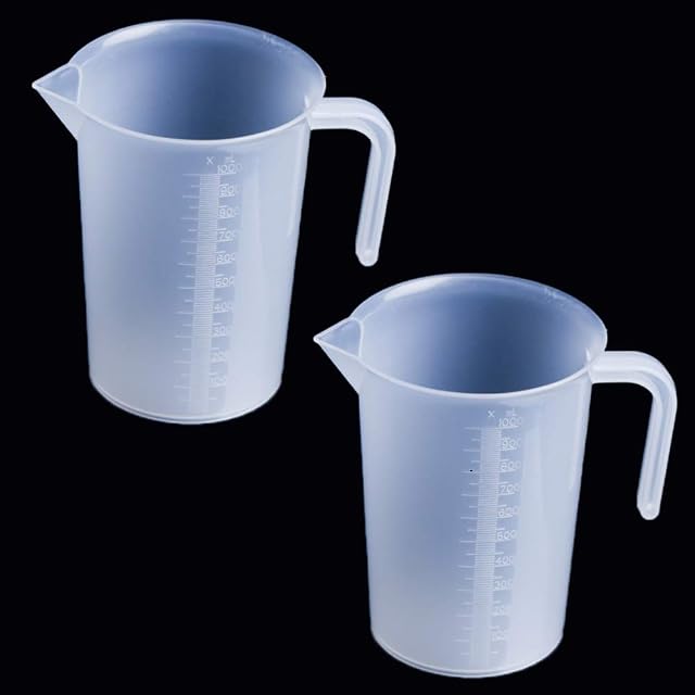 TSKDKIT 2 Pcs 1L Measuring Jug 1000ml Large Beaker Plastic Measuring Cups 1L Graduated Jugs Measuring Jars for Cooking Cold Water Ice Tea Juice Beer Milk