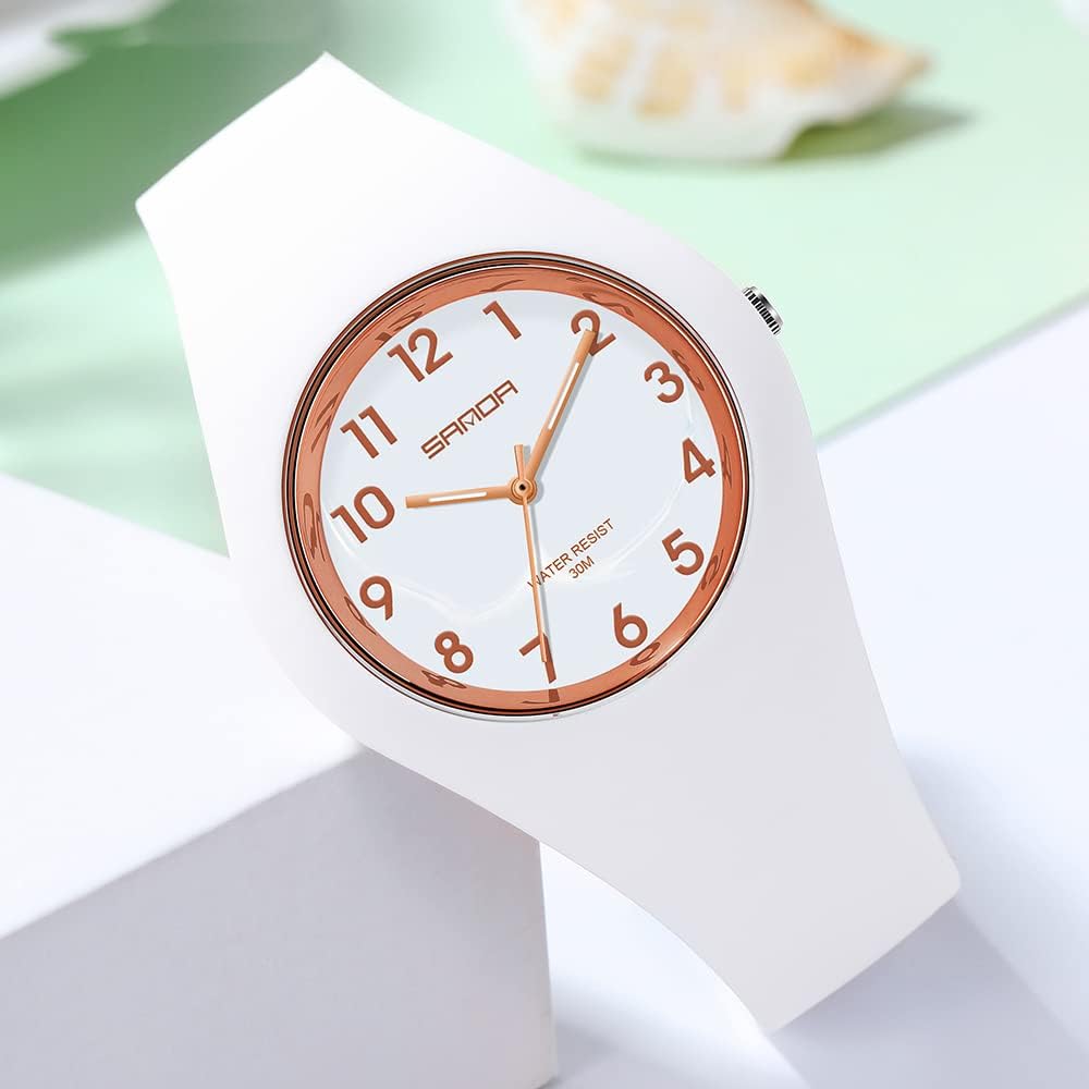 XCZAP Women's Analog Watch with Silicone Jelly Strap, Japanese Quartz Movement, 3ATM Water Resistant, Easy-to-Read Minimalist Casual Wristwatch for Women and Girls