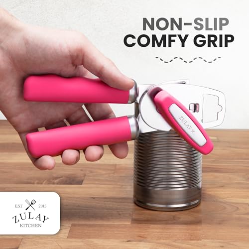 Image of Zulay Kitchen Manual Can Opener Heavy Duty Patented Stainless Steel, Berry