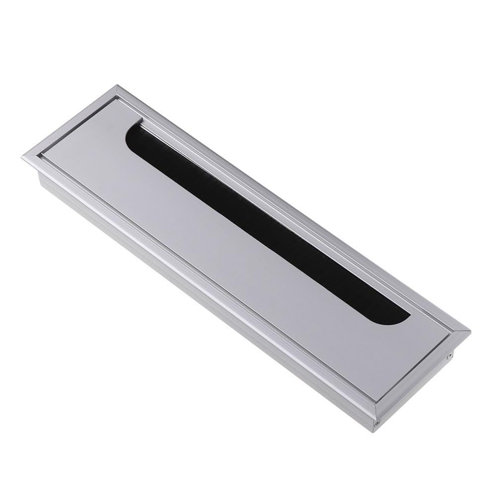 Metalowa przelotka na biurko, osłona drutu ze stopu aluminium 80 x 80/160/275 mm do komputera, pudełka, biurka, stołu, kabla (srebrna, 80x275mm)