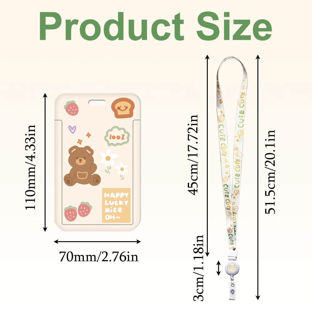 ID Card Holder Cute Cat Lanyard Card Holder Retractable Neck Strap Lanyard Detachable Sliding Badge Holder for Badges Keychain Keyring ID Card Protector - Image 2