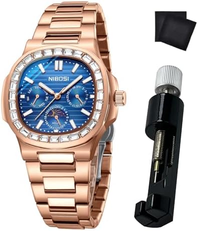 NIBOSI Men's Watches - Analog Quartz Chronograph Watch for Men, Waterproof Luxury Diamond Luminous Dial Business Dress Watch for Anniversary Graduation and Birthday Gifts