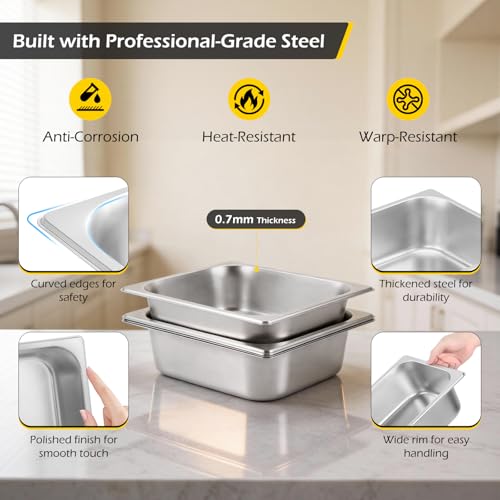 Image of Dyna-Living Steam Table Pan 1 /2 Half Size 4 Inch Deep Pan 4 Pack Hotel Pans