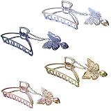 TANG SONG 4PCS Metal Hair Claw Clips with Butterfly and Heart Pendant Hair Catch Barrette Jaw Clamp