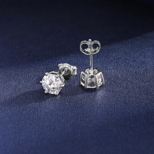 MDFUN Synthetic Moissanite Stud Earrings Set 925 Sterling Silver 6 Prong Round Synthetic Moissanite Stud Earring Moissanite 3-8mm2