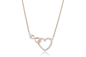 Infinity Heart Necklace for Women Rose Gold Diamond