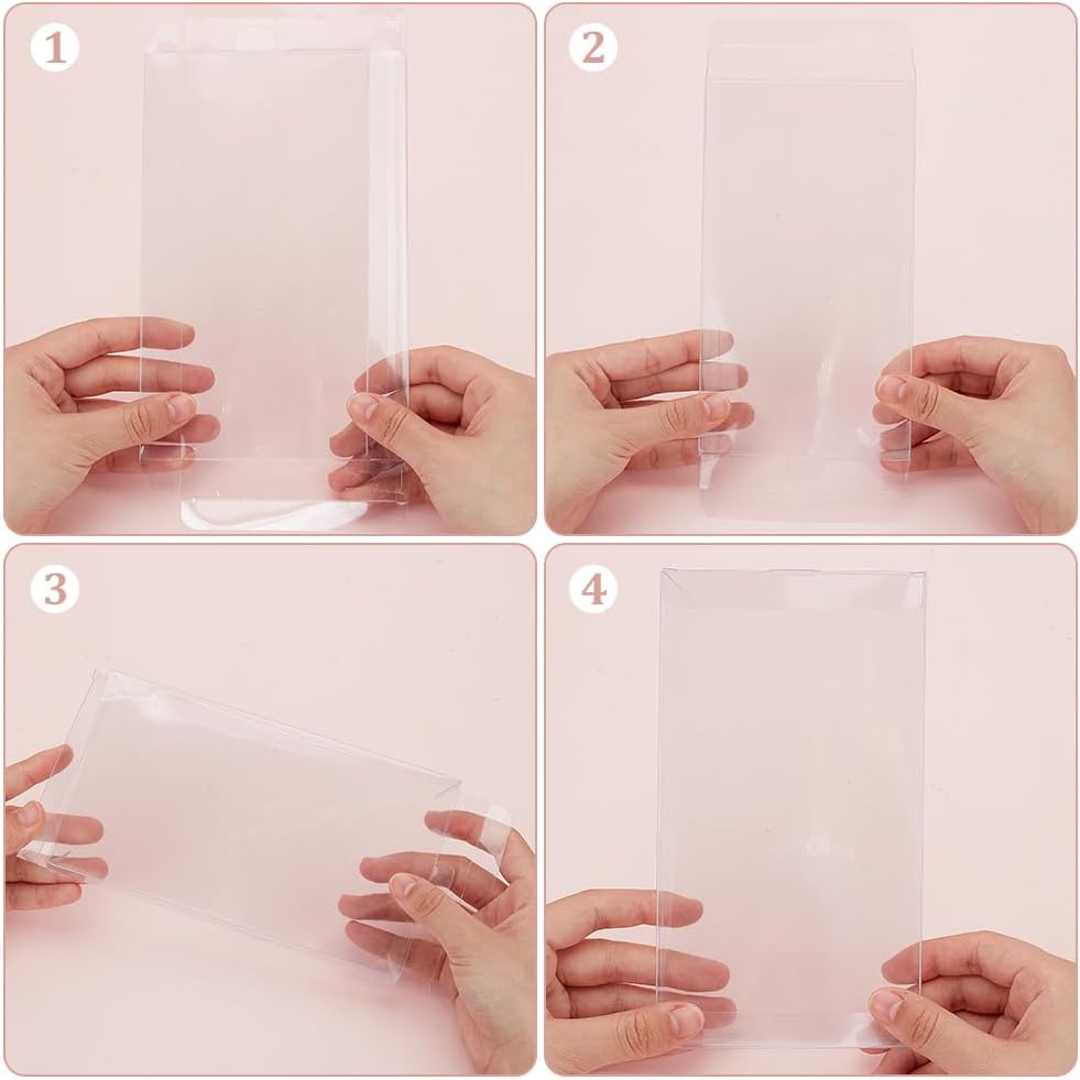 BENECREAT 30PCS 7x4x0.7 Transparent PVC Box Candy Treat Box Party Favor Boxes Rectangle Gift Wrapping Boxes for Wedding Party, Baby Shower, Festival Gift Packaging