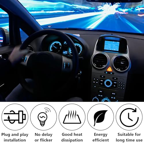 Image of ecocstm 12 PCS T5 LED Bulbs, 74 73 37 2721 Instrument Cluster Light Bulb, 12 Volt Bright Canbus Error Free LED Dashboard Light Bulb, 3030 SMD Automotive Replacement Bulbs (Blue)