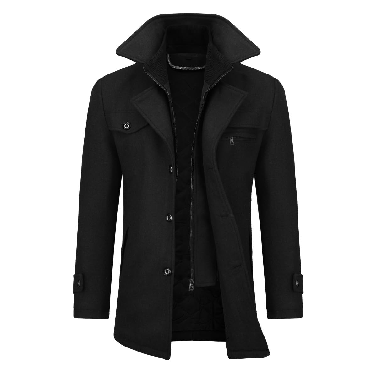 Allthemen Cappotto da Uomo in Lana Trench Slim Fit da Lavoro Corto Business Trench Coat Soft Touch Calda Invernale Coat