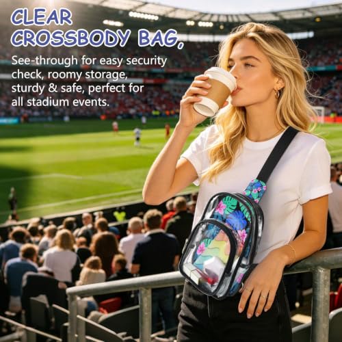 Bolso transparente con diseño de hojas tropicales de neón linqin 6