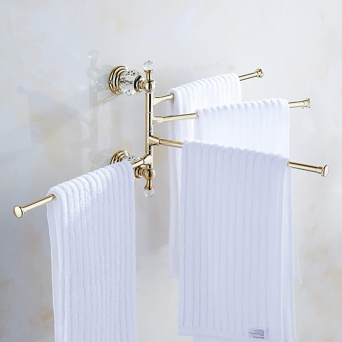 タオルレール クローム 3段バスタオルラック フック付き 40-60cm ステンレススチール 壁掛けタオルホルダー 引き込み式タオル tower ｜  ウォール折り畳みバスタオルラック タワー 石こうボード壁対応 ｜ 山崎実業 タオルラック、バスルームタオルラック壁取り付けタオル ... タオルレール クローム 3段バスタオルラック フック付き 40-60cm ステンレススチール 壁掛けタオルホルダー 引き込み式タオル