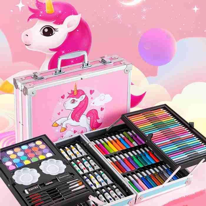Crafty Portable Art & Painting Color Kit for Kids & Adults. (145 Pcs Color Kit) Unicorn
