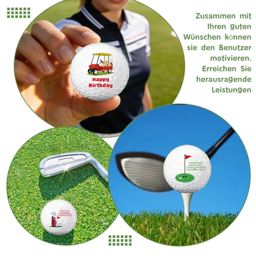 PIujsym 3 Stück Happy Birthday Golfbälle Geschenke, Lustige Golfbälle Geburtstag, Golfball Personalisiert, Geburtstagsgeschenk für Golfspieler Eine Einheit in Standardgröße