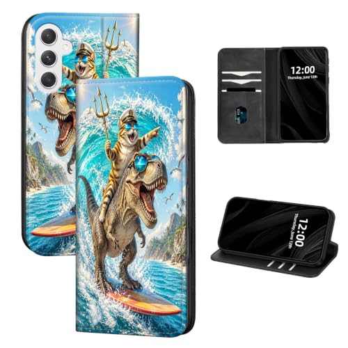 DISUOFEART for Samsung Galaxy S24 Plus Wallet Case, Poseidon Surf Adventure