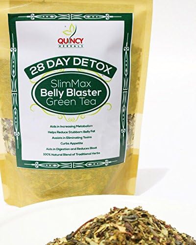 100% Natural Weight Loss 28 Day Detox SlimMax Belly Blaster Green Tea Made with Organic Herbs Including Peppermint, Papaya Leaf, Star Anise, Shrinks Belly Fat, Great Tasting