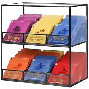 Redhugo Teebeutel-Organizer 2-stöckig Glas Schwarz