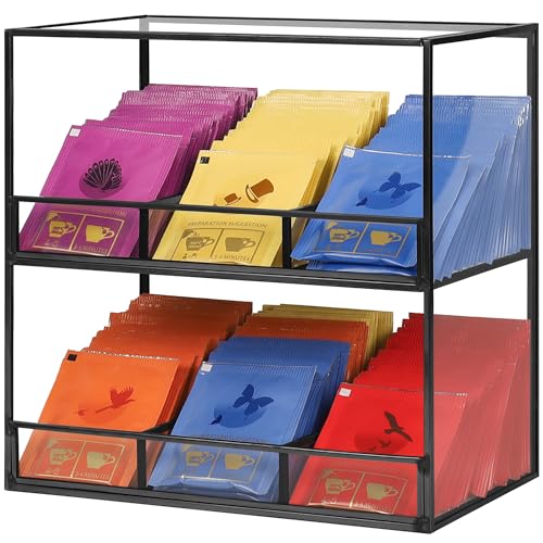 Redhugo Teebeutel-Organizer 2-stöckig Glas Schwarz