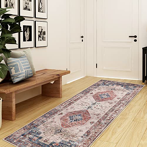 Falflor 2'X6' Non Slip Vintage Distressed Runner Rugs For Bedroom Washable Entryway Low Pile Kitchen Rug Floor Carpet Runners For Hallway Living Room #TOP5