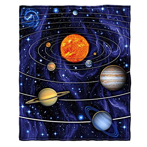 Dawhud Direct Manta de forro polar súper suave, tamaño matrimonial/queen, 75 x 90 pulgadas (sistema solar) Cover