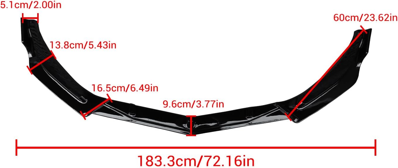 NINTE Front Lip for 2016-2024 Chevrolet Malibu Gloss Black Painted ABS 3 Pieces Front Bumper Splitters