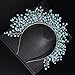 Teyglen Bridal Pearl Headband Blue Pearl Beads Wedding Headband Tiara Handmade Pearl Hair Band Hoop Wedding Headpiece Hair Accessories for Women Girls (Blue)