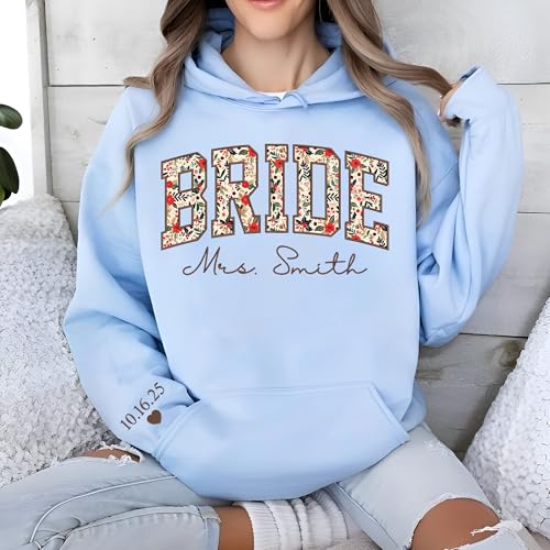 Custom Embroidered Mrs Sweatshirt, Wife shirts, Future Mrs Hoodie, Bride Sweatshirts, Personalized Gifts for Wedding Engagement, Bachelorette Party Gift Style 14