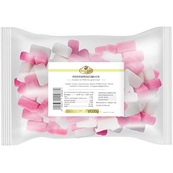 Peppermint Break 500 g Storage Pack - L hders Peppermint Break 155 g - Traditional Pink/White Peppermint Break Sweets from Childhood